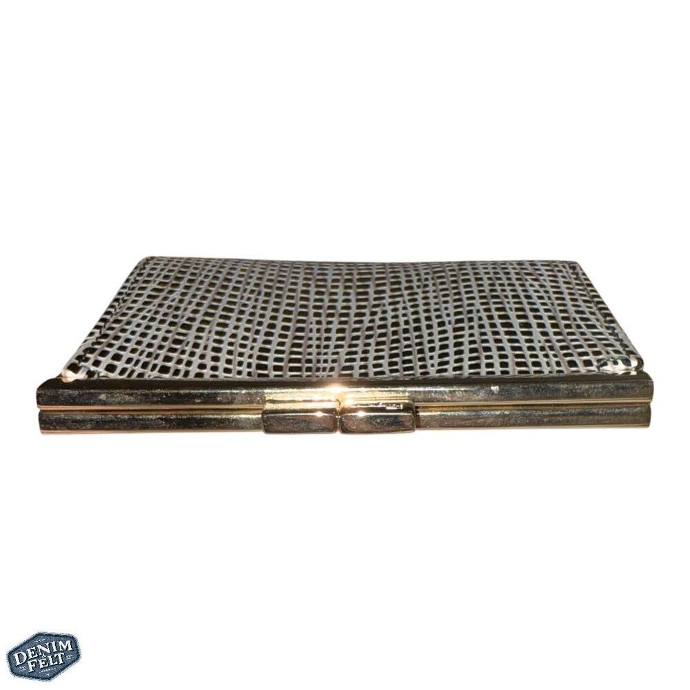 Salvatore Ferragamo Vintage Snap Frame Coin Wallet – Black & White Grid Pattern - Picture 6 of 12